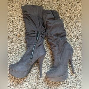 Grey suede heel boots size 8